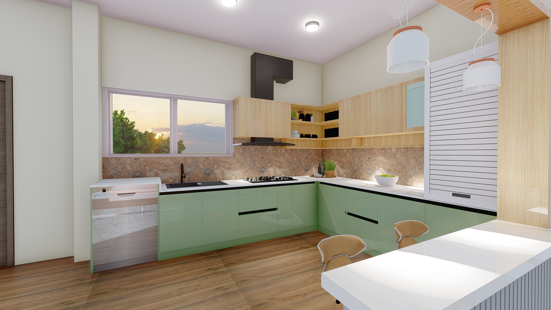 Modern L Type Modular Kitchen Designer in Pondicherry